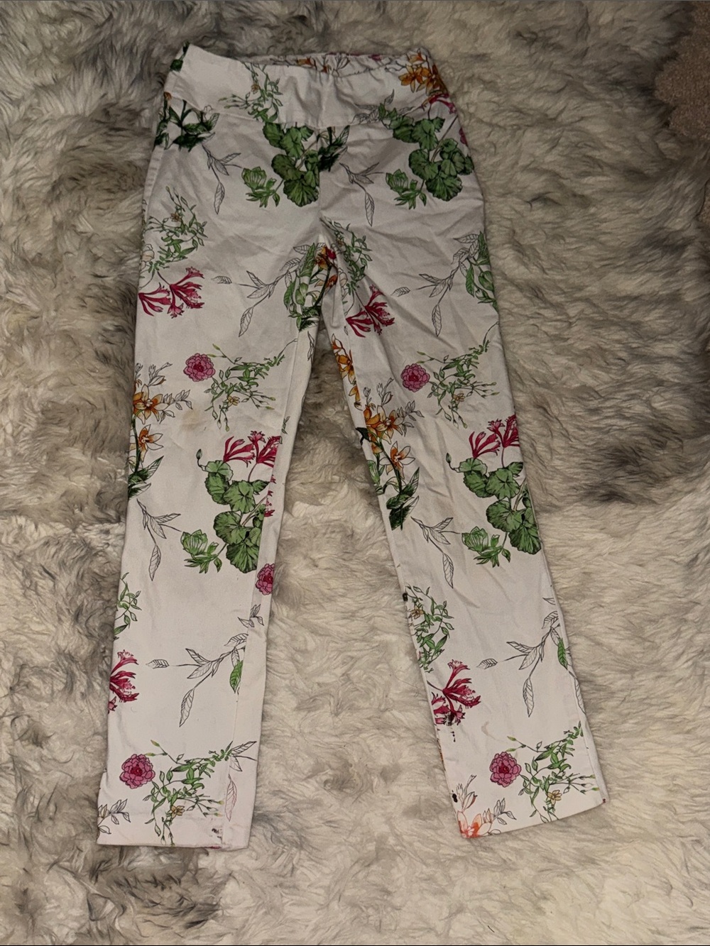 Joseph Ribkoff White Floral Cropped Pants